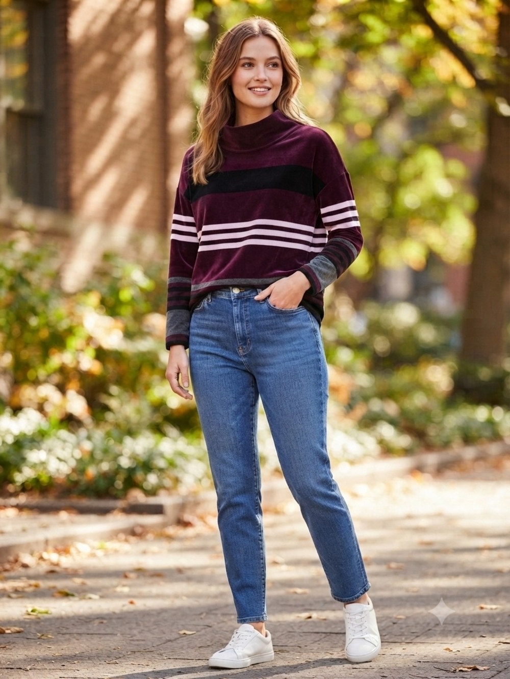 Talbots Velvet Stripe Pollover/Neck Sweater